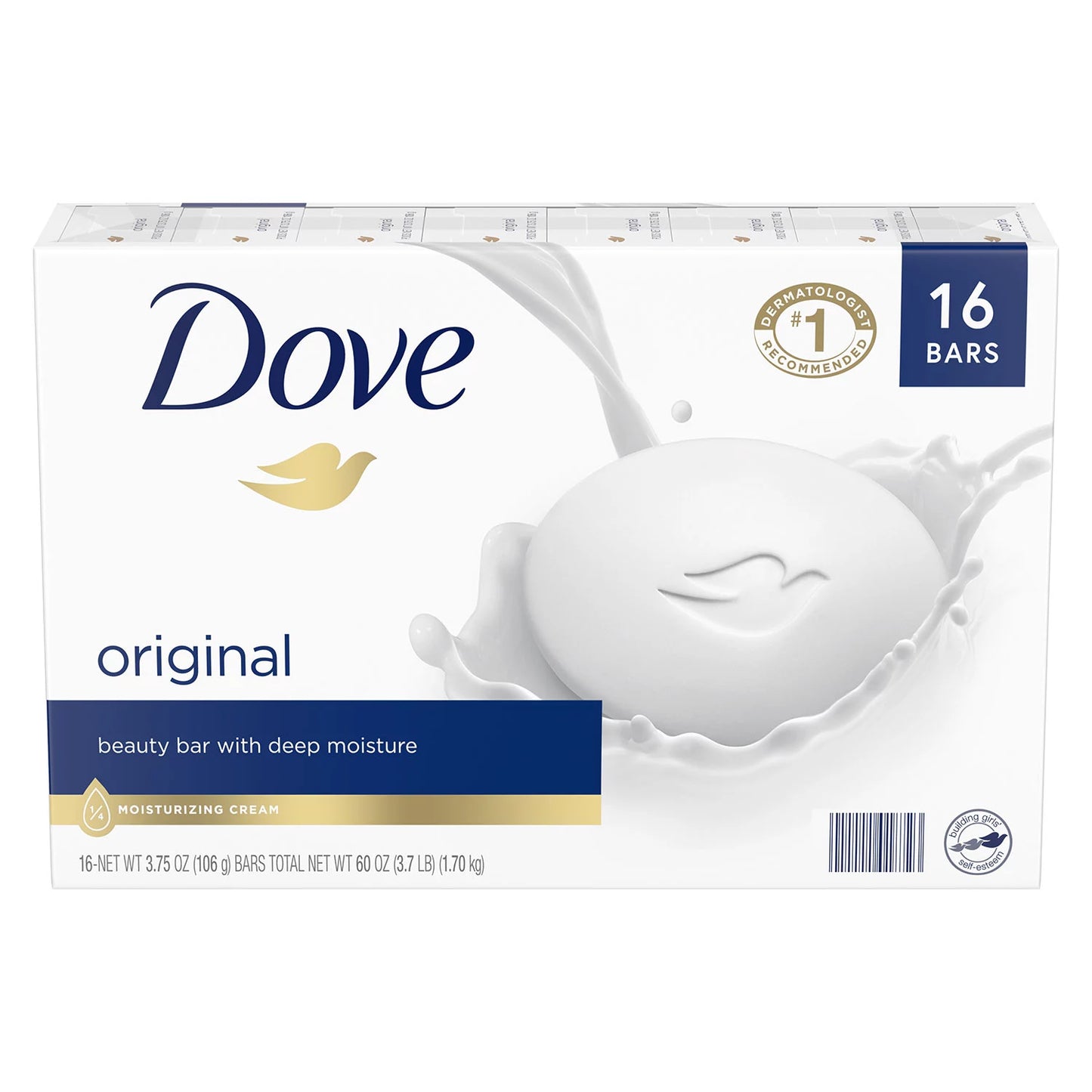 Dove Moisturizing Beauty Bar Soap Original 3.75 oz, 16 Bars