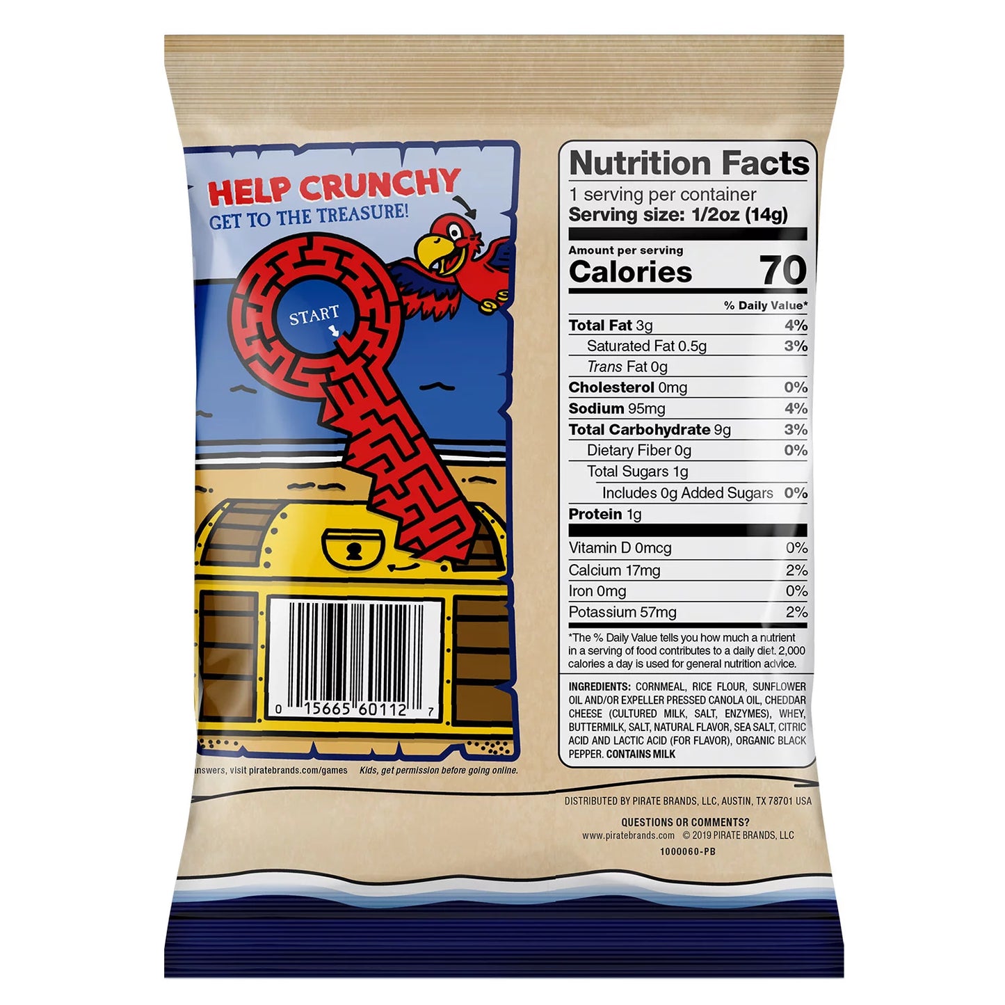 Pirate's Booty Aged White Cheddar Snack, 0.5 oz, 40-count