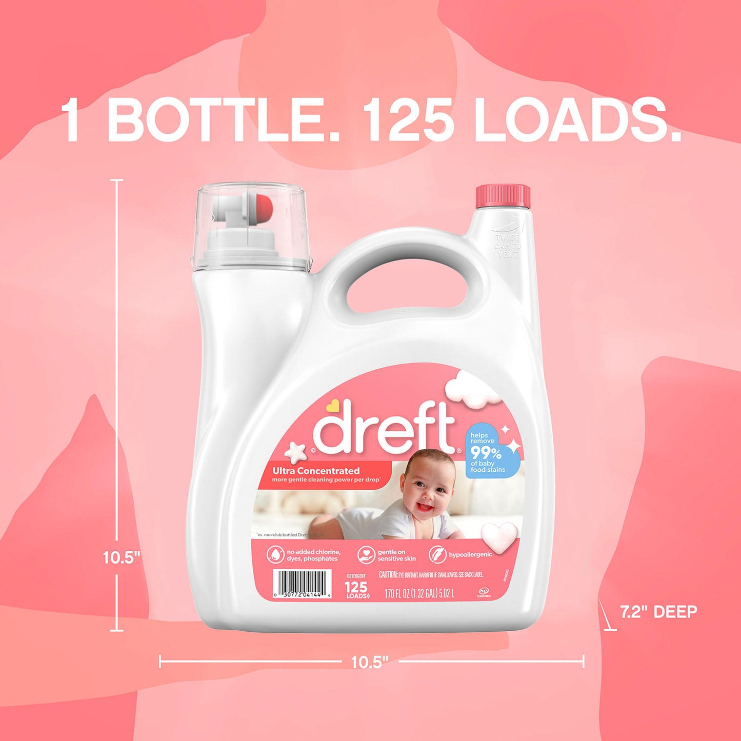 Dreft Ultra Concentrated Liquid Baby Laundry Detergent (125 Loads, 170 fl. oz.)