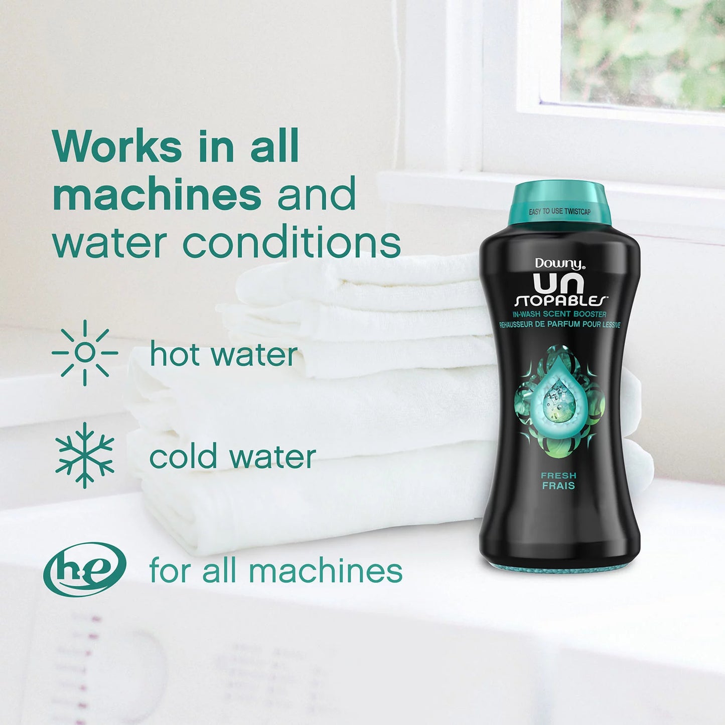Downy Unstopables HE In-Wash Scent Booster Beads, Fresh, 37.5 oz