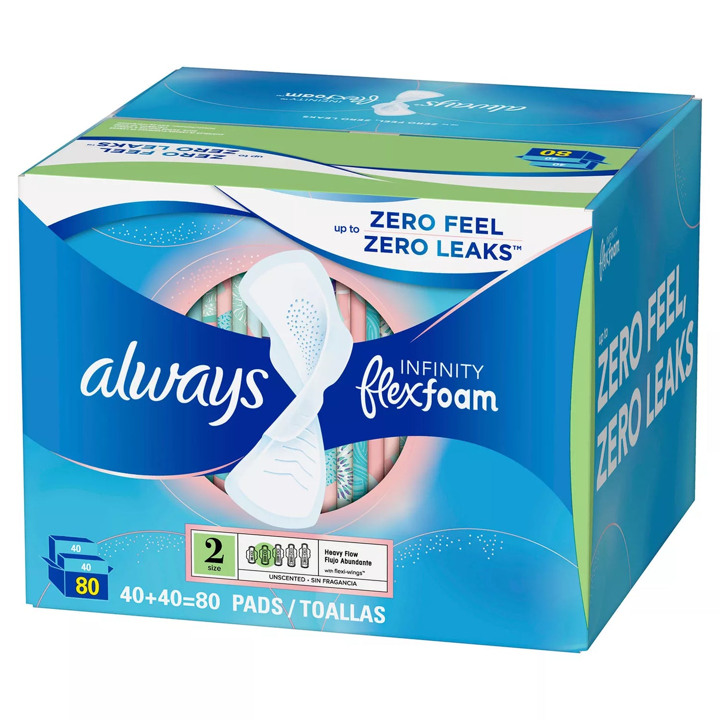 Always Infinity FlexFoam Pads, Size 2, Super Absorbency, Unscented (80 ct.)