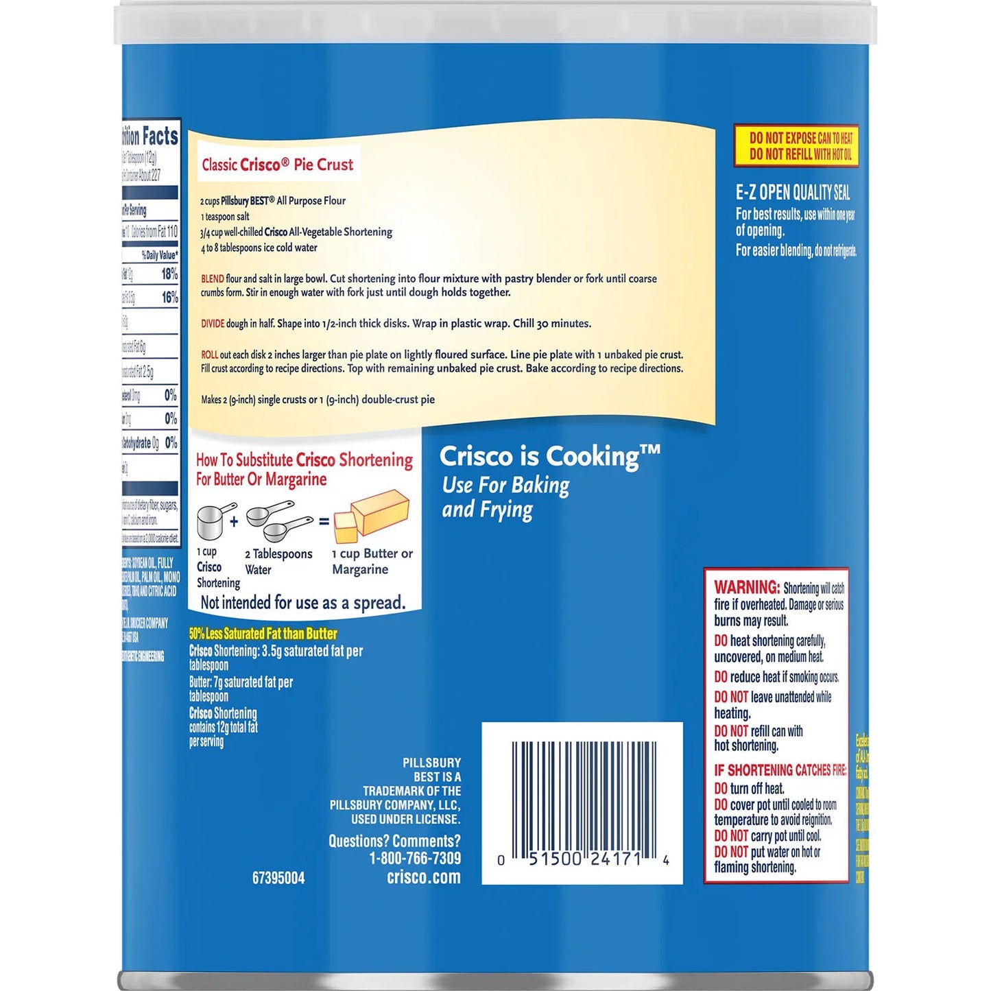 Crisco All-Vegetable Shortening, 6 lbs