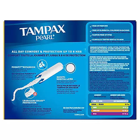 TAMPAX Pearl Advanced Grip Tampons Regular, 96-count