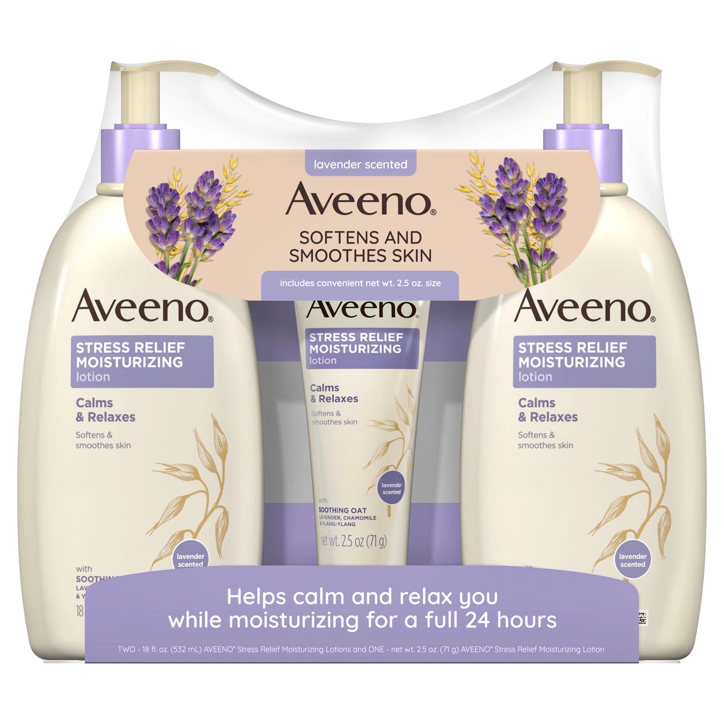 Aveeno Stress Relief Moisturizing Lotion (18 fl. oz., 2 pk. with 2.5 oz. Tube)