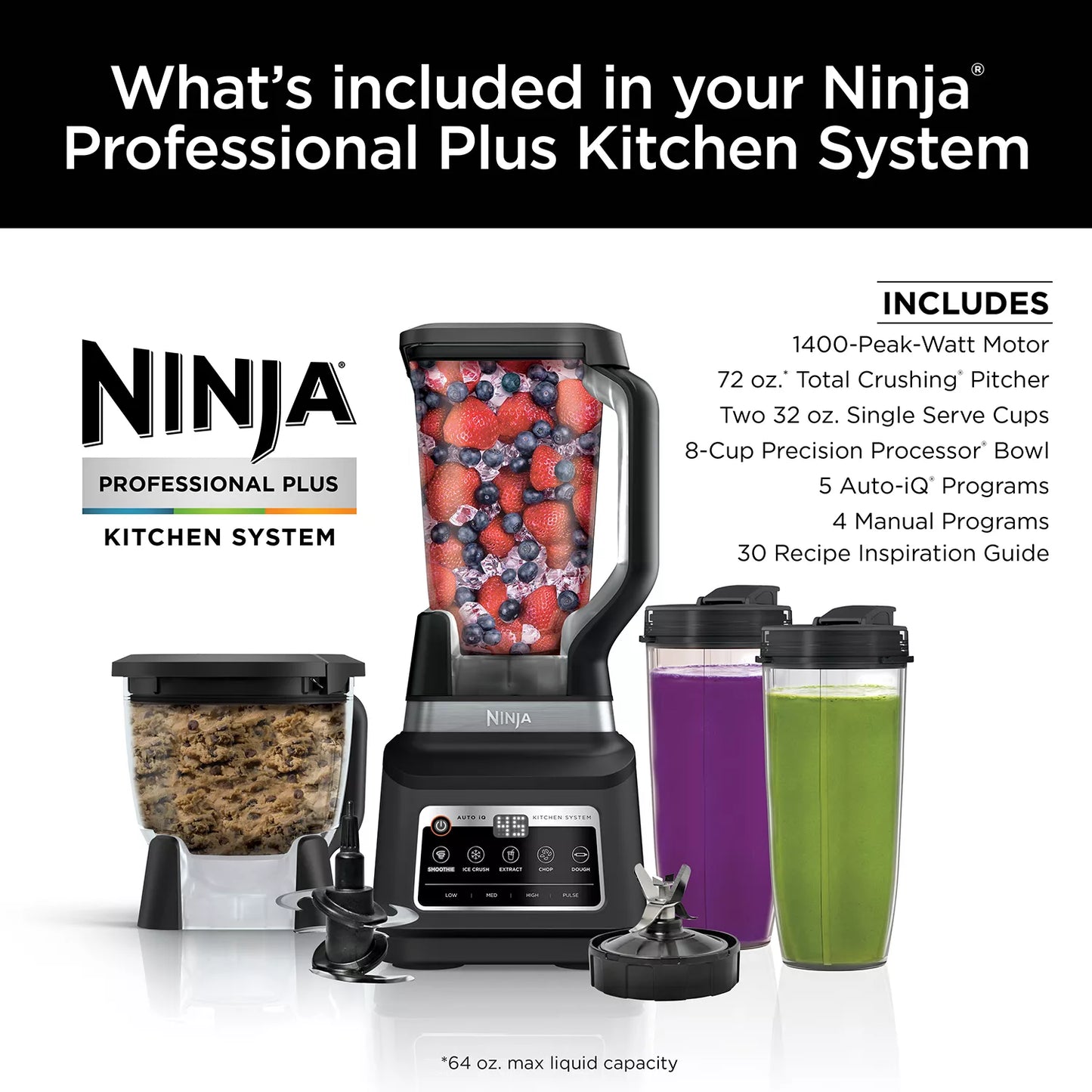 Ninja Professional Plus Kitchen Blender System and 8-Cup Food Processor (BN805A)