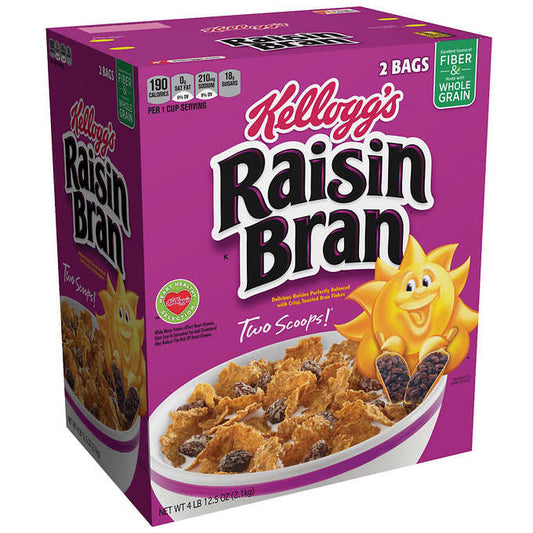 Kellogg's Raisin Bran Cereal, 38.25 oz, 2-count