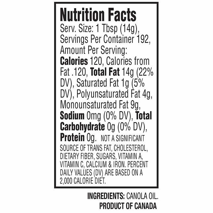 Kirkland Signature Canola Oil, 3 qt, 2-count