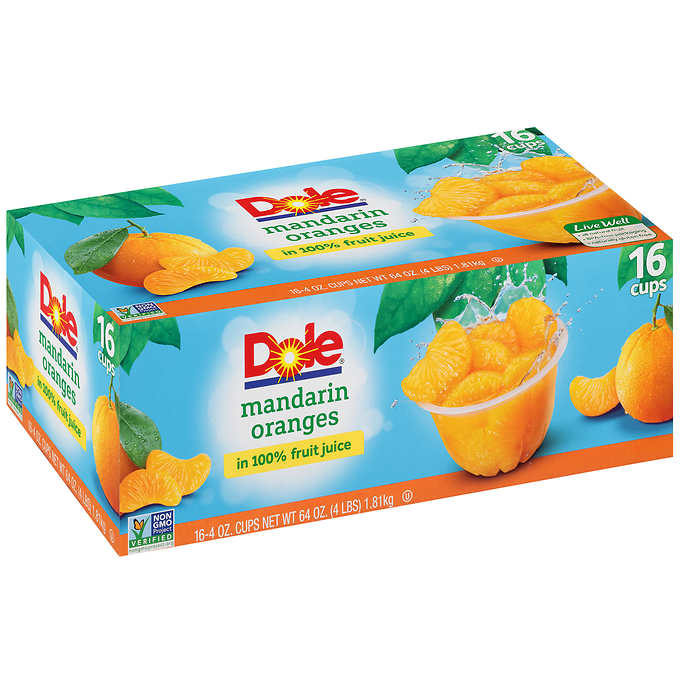 Dole Mandarin Oranges Cup, 4 oz, 16-count
