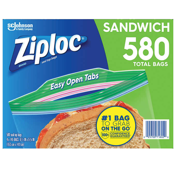 Ziploc Seal Top Bag, Sandwich, 145-count, 4-pack