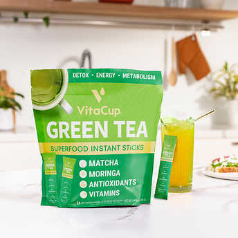 VitaCup Green Tea Instant Packets w/ Matcha, Enhance Energy & Detox, 2-pack (48 ct. total)