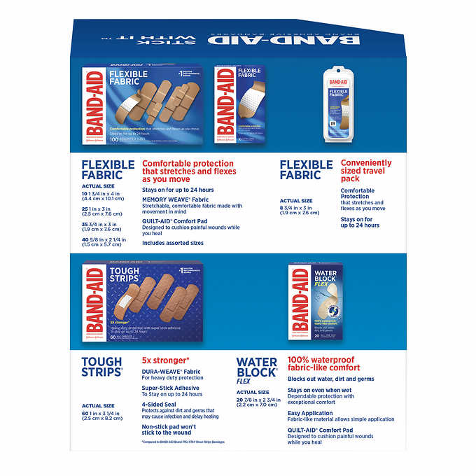 Band-Aid Adhesive Bandages, Assorted, 198-count