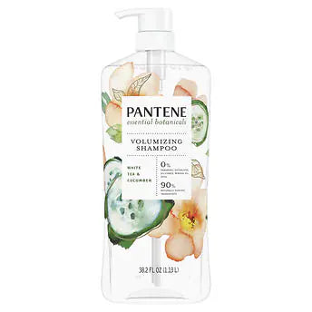 Pantene Essential Botanicals Volumizing Shampoo White Tea and Cucumber, 38.2 fl oz