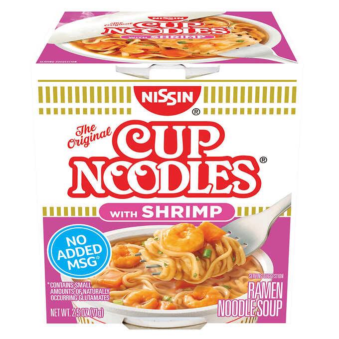 Nissin Cup Noodles, Shrimp, 2.5 oz, 24-count