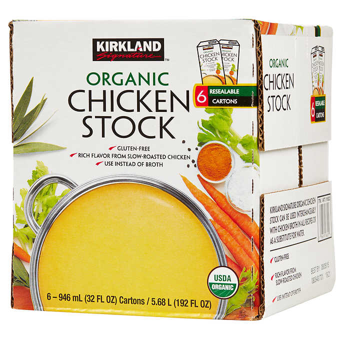 Kirkland Signature Organic Chicken Stock, 32 fl oz, 6-count