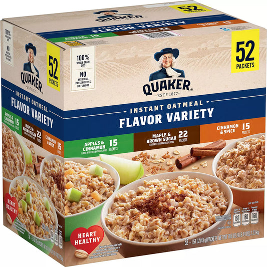 Quaker Instant Oatmeal Variety Pack (52 pk.) ($35.98 BDS)