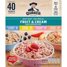 Quaker Instant Oatmeal Fruit & Cream, Variety Pack (40 pk.) ($29.98 BDS)