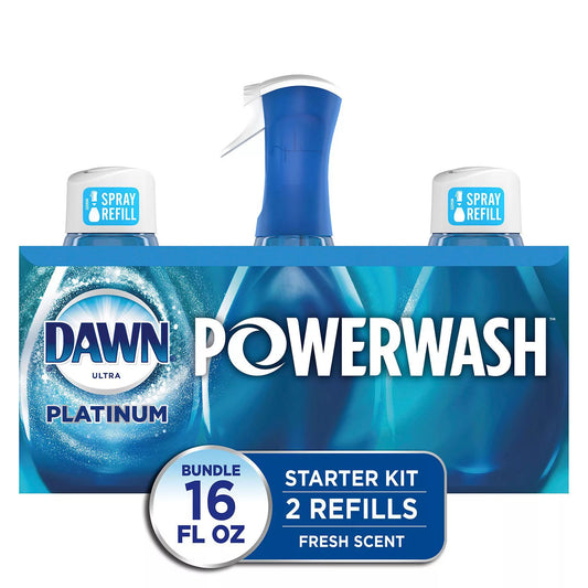 Dawn Platinum Powerwash Dish Spray, Dish Soap, Fresh Scent Bundle, 1 spray (16 oz.) plus 2 refills (16 oz. ea.)