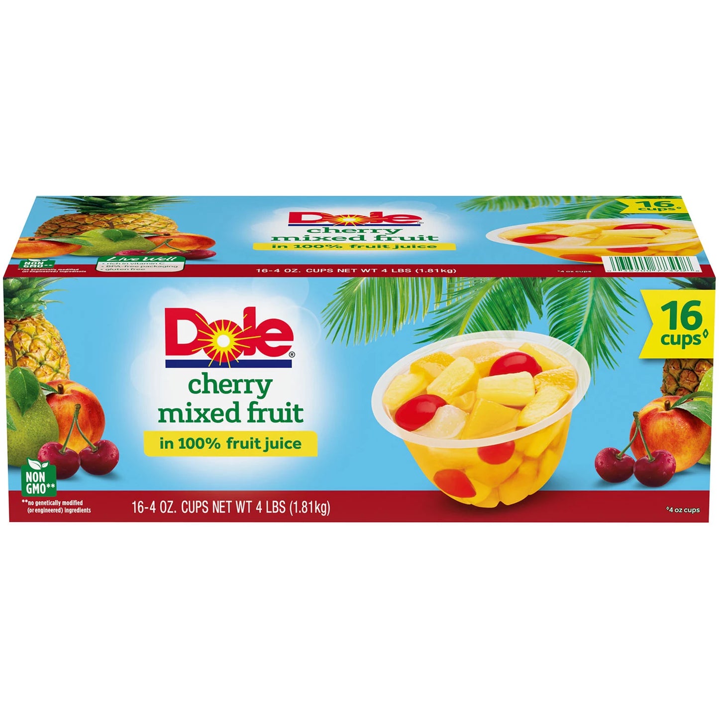 Dole Cherry Mixed Fruit Bowls in 100% Juice (4 oz., 16 pk.)