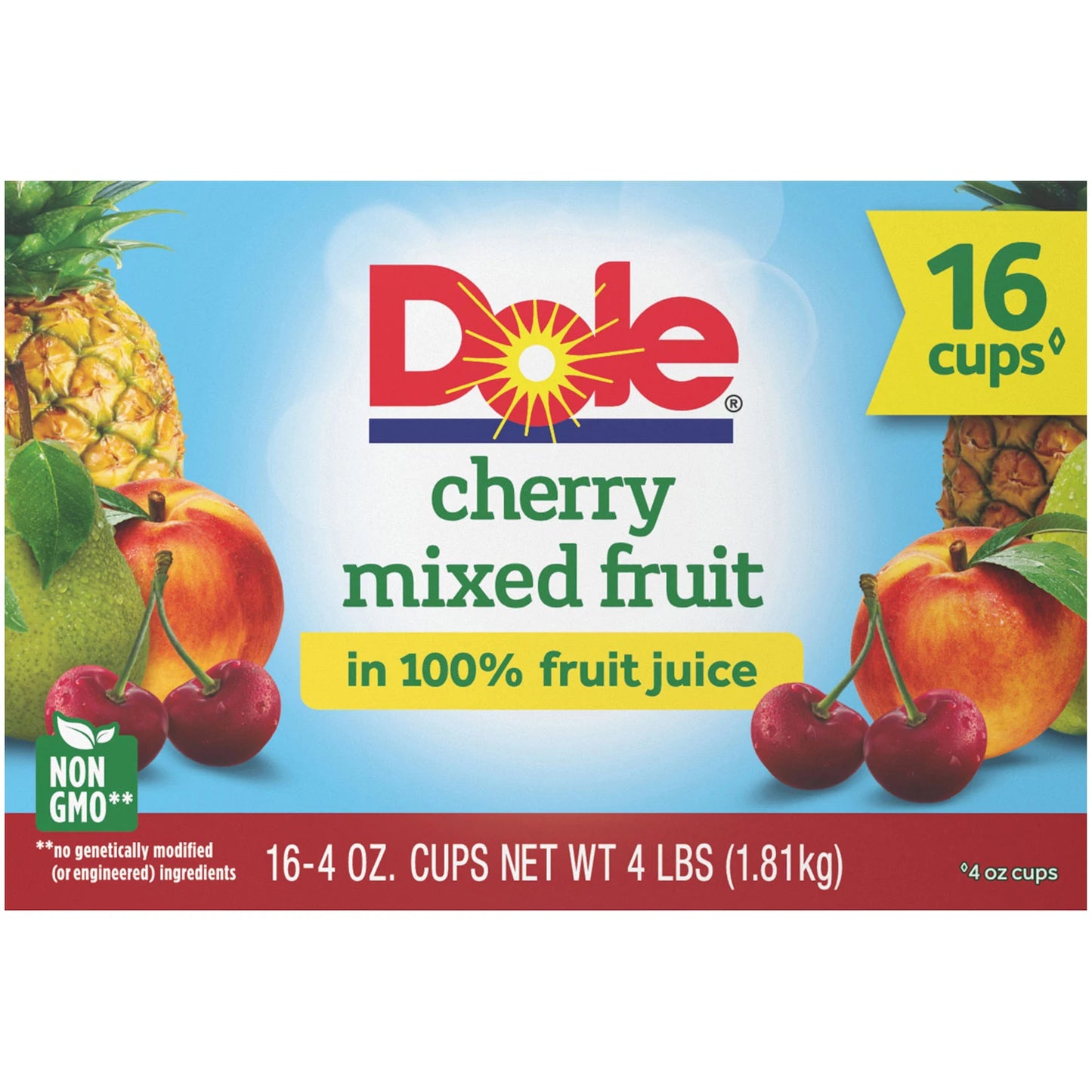 Dole Cherry Mixed Fruit Bowls in 100% Juice (4 oz., 16 pk.)