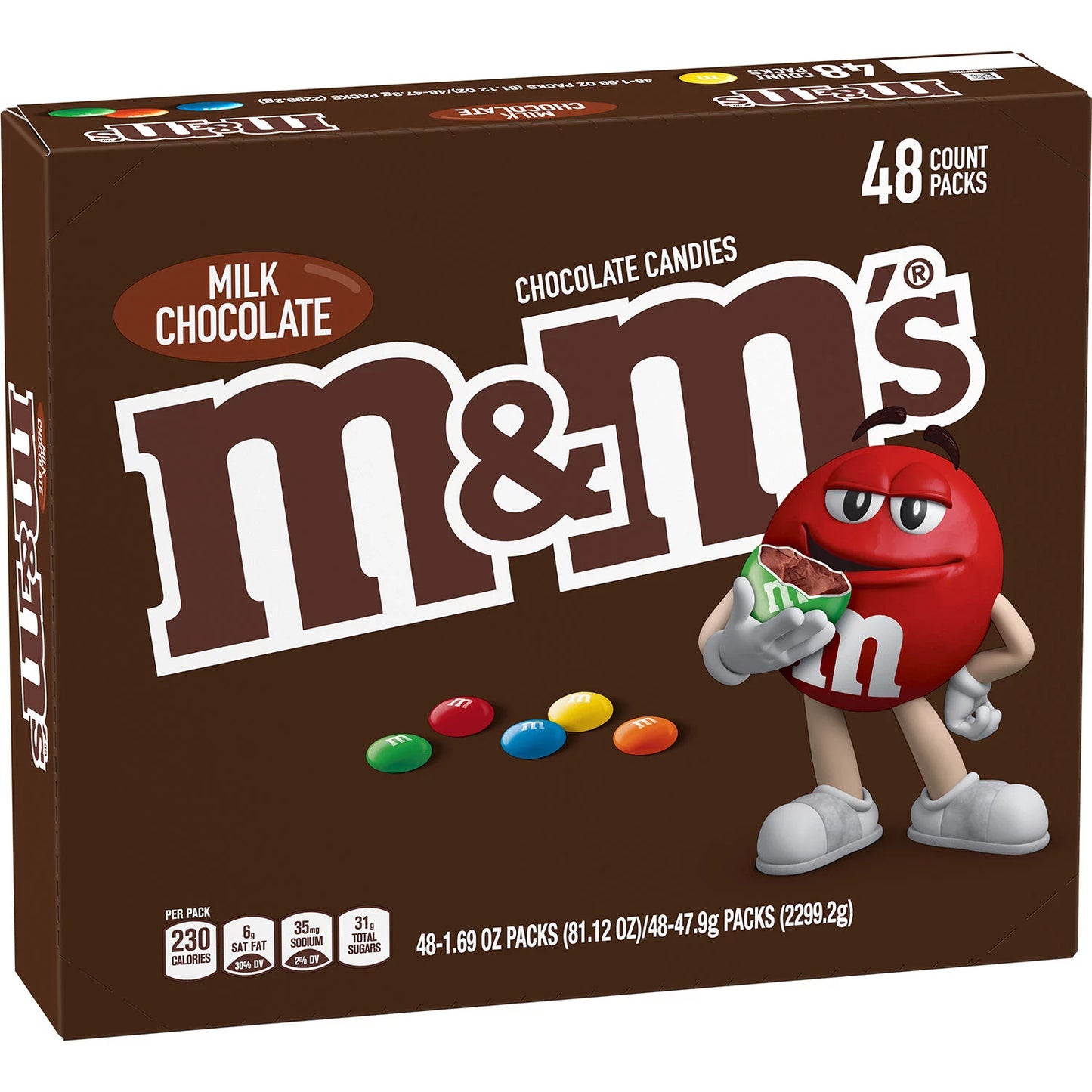 M&M's Milk Chocolate Candy, Full Size, 1.69 oz, 48-count