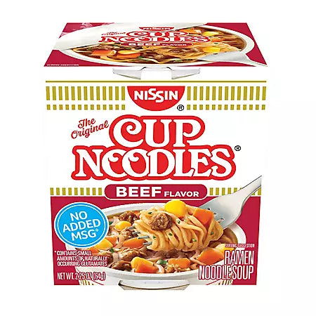 Nissin Cup Noodles, Beef Flavor (2.25 oz., 30 ct.)