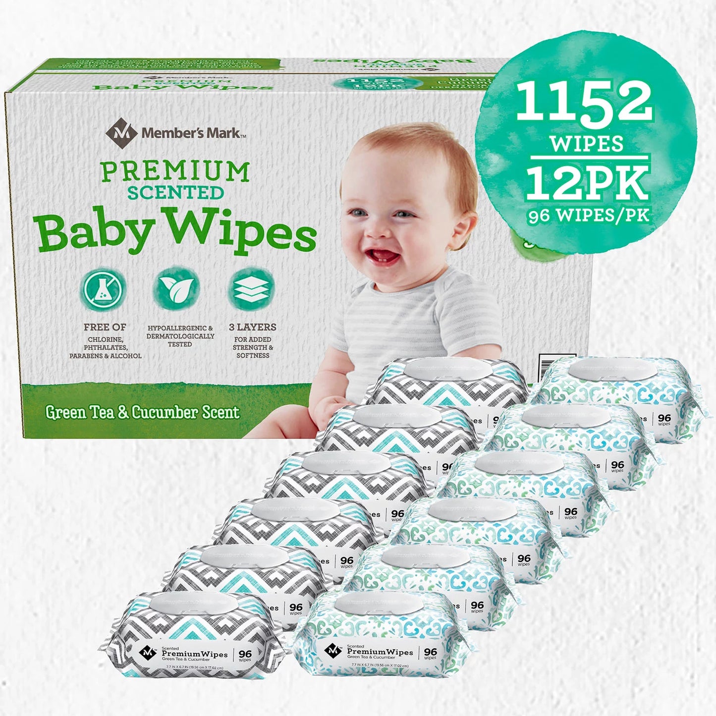  Member's Mark Premium Fragrance Free Baby Wipes (1152