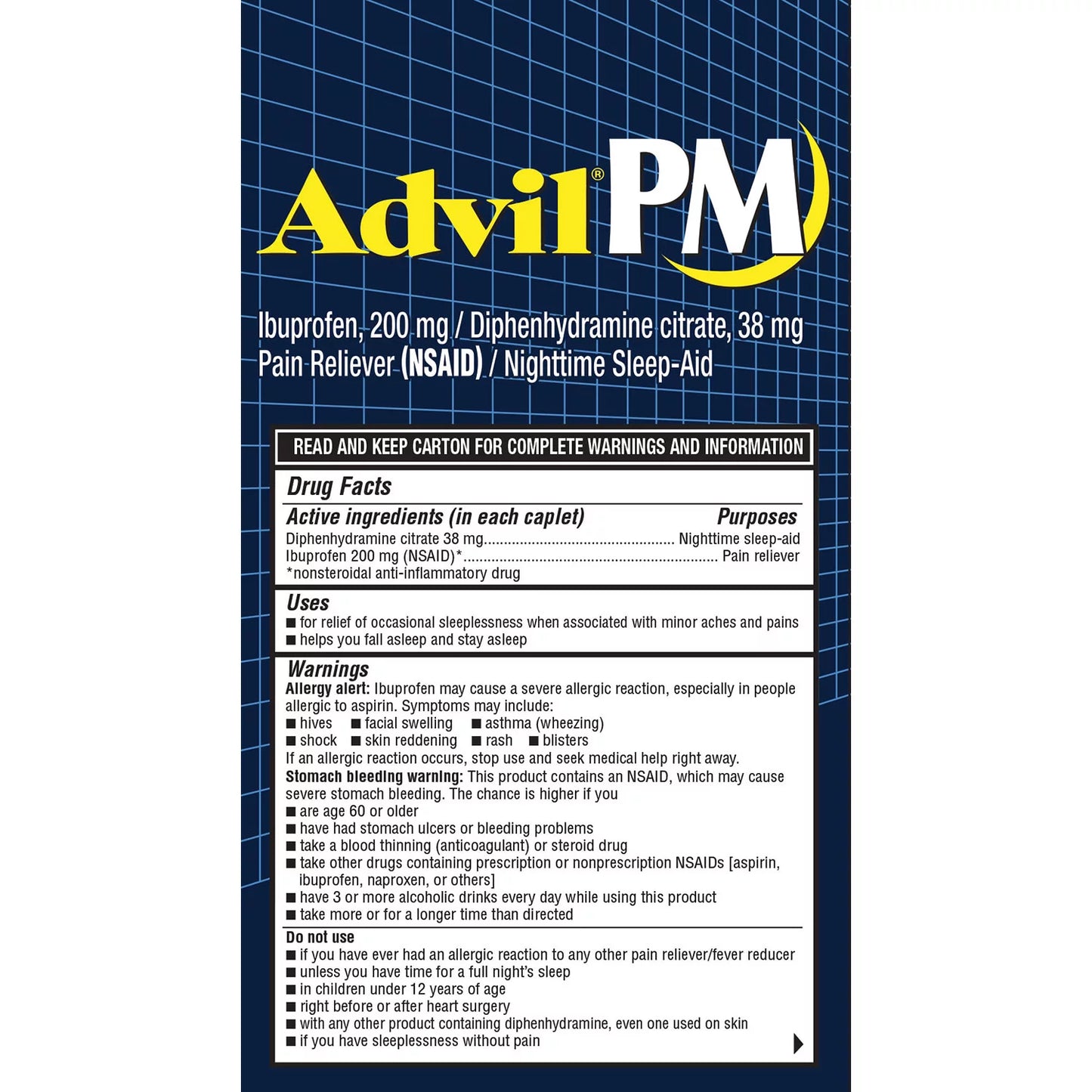 Advil PM, 200mg (30 pouches, 2 caplets each)