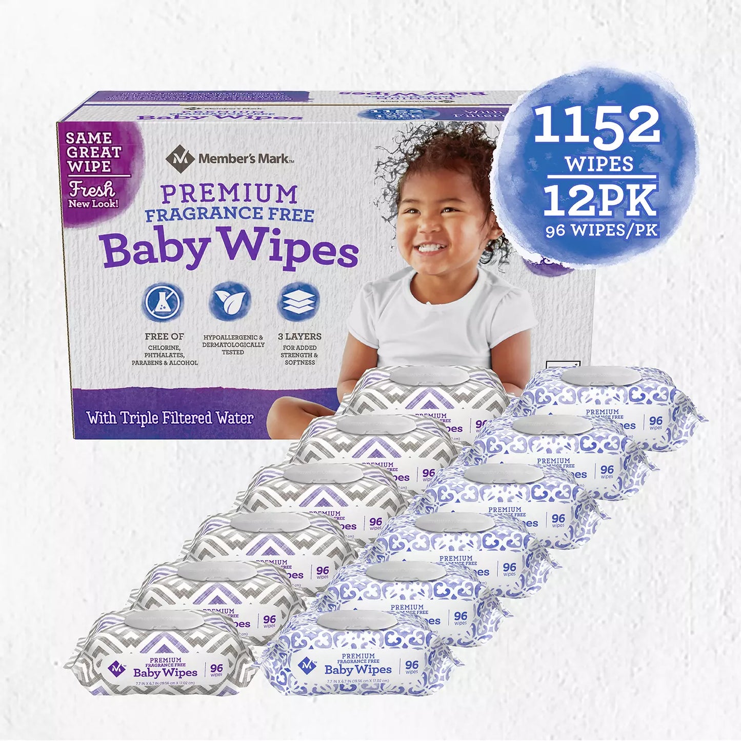 Member's Mark Premium Fragrance Free Baby Wipes (1152 ct.)