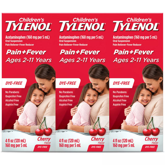 Children's Tylenol Pain + Fever Dye-Free Cherry Flavor Suspension, 12 Ounces