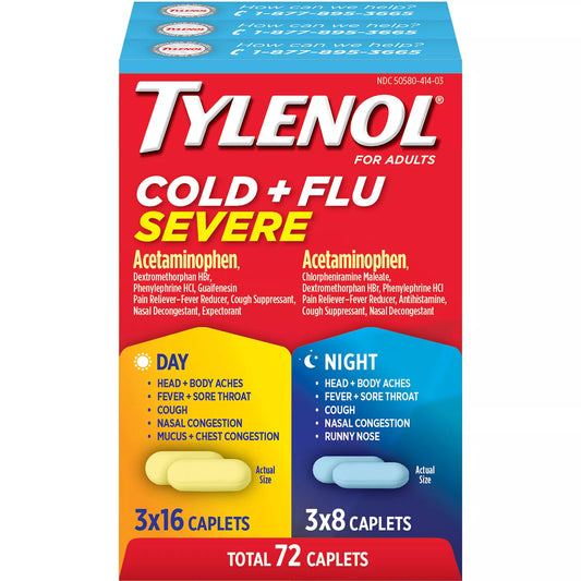 Tylenol Cold + Flu Severe Day & Night Caplets (48 ct. day, 24 ct. night)