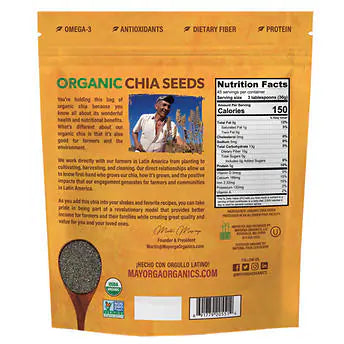 Mayorga Organic Chia Seeds, USDA Organic, NON-Gmo verified, 3lb, 2-pack