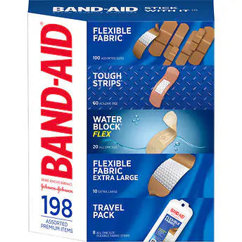 Band-Aid Adhesive Bandages, Assorted, 198-count