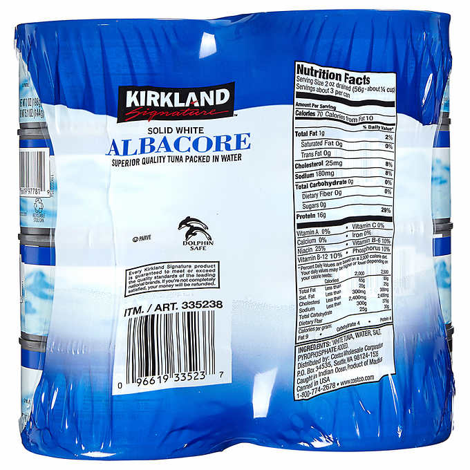 Kirkland Signature Solid White Albacore Tuna in Water, 7 oz, 8-count