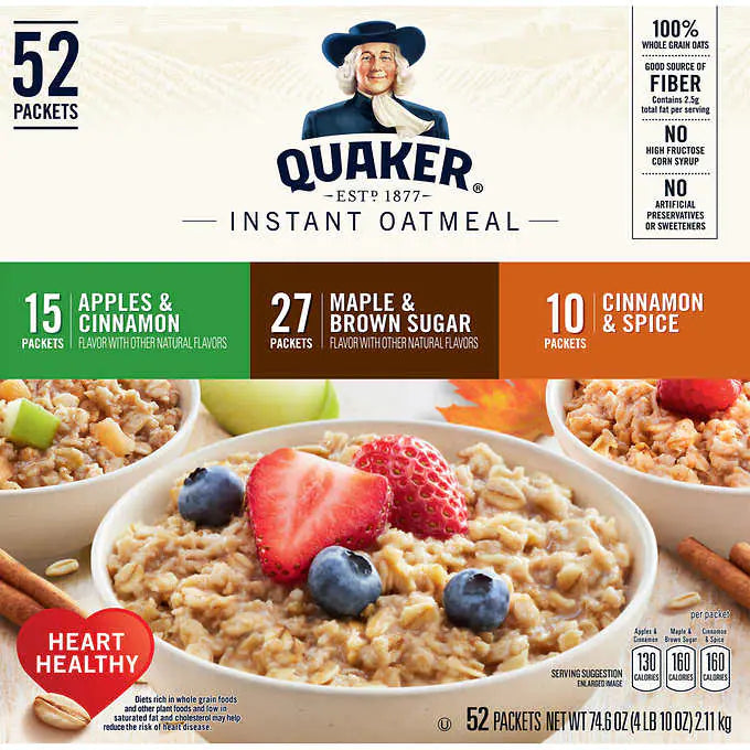 Quaker Instant Oatmeal Variety Pack (52 pk.) ($35.98 BDS)